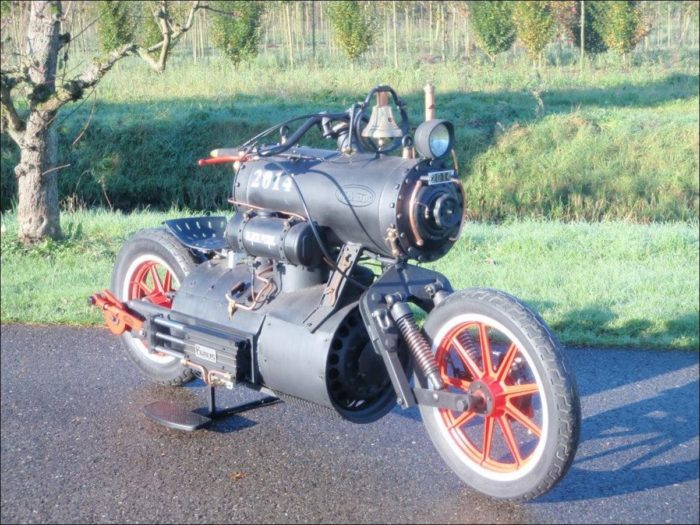 «Черная жемчужина» — паровой мотоцикл авто, мотоцикл